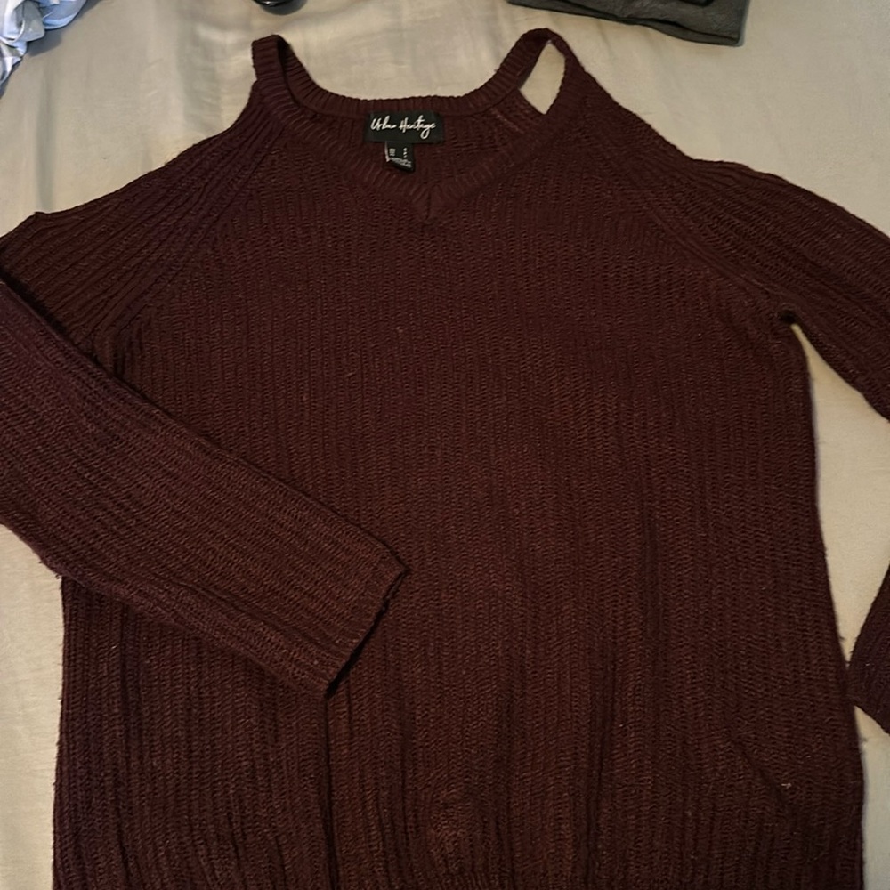Dark red off the shoulder sweater